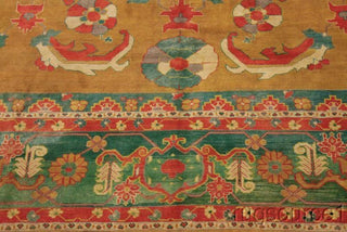 Heriz Geometric Handmade Persian Design Oriental Area Rug, Yellow, 17'9"x12'11"