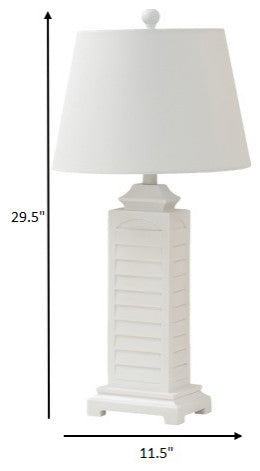 Set of 2 White Coastal Shutter Pedestal Table Lamps