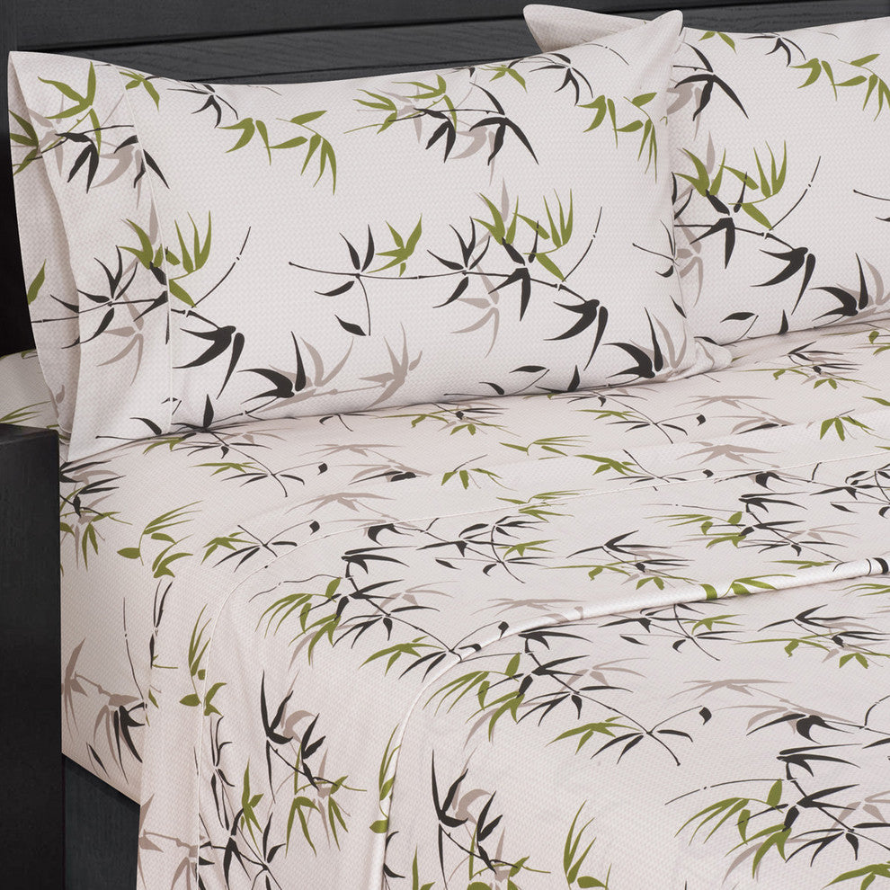 Fern Floral 100% Cotton Weave Bed Sheet Set, Full