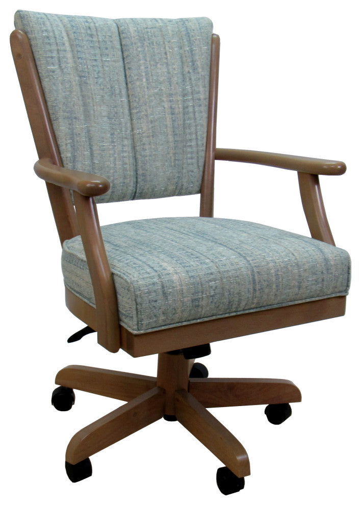 Dining Solid Wood Caster Chair on Wheels Classic, Watusi Aquatint Light Oak