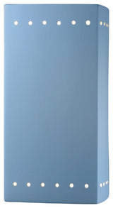 Ambiance Large Rectangle, Perfs Wall Sconce, Open Top/Bottom, Sky Blue, LED