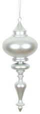 Vickerman N175007D 8" Silver Matte Finial Ornament, Pack of 3, Set of 3