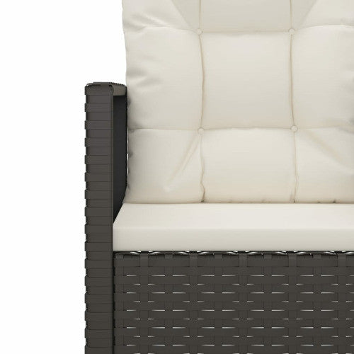 vidaXL Outdoor Loveseat Rattan Garden Bench with Cushions Black Poly Rattan