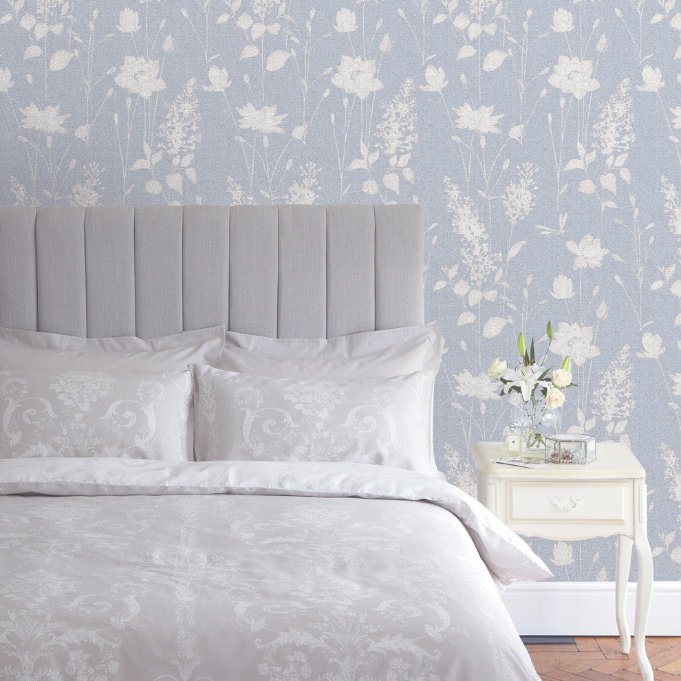 Laura Ashley Dragonfly Garden Wallpaper, Chalk Blue