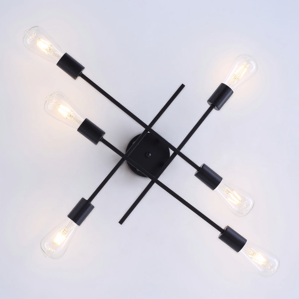 Industrial 6-Light Sputnik Semi Flush Mount Light