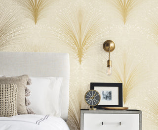 Beige Papyrus Plume Wallpaper