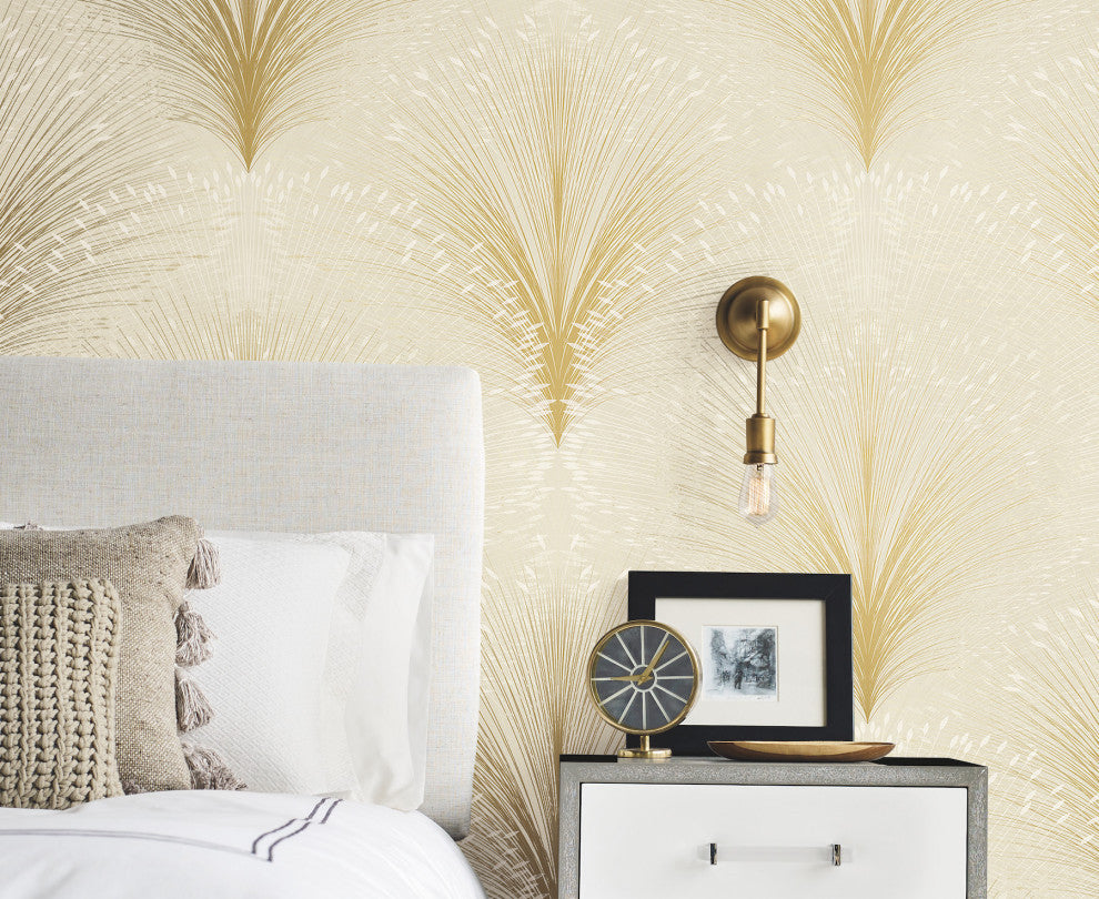 Beige Papyrus Plume Wallpaper