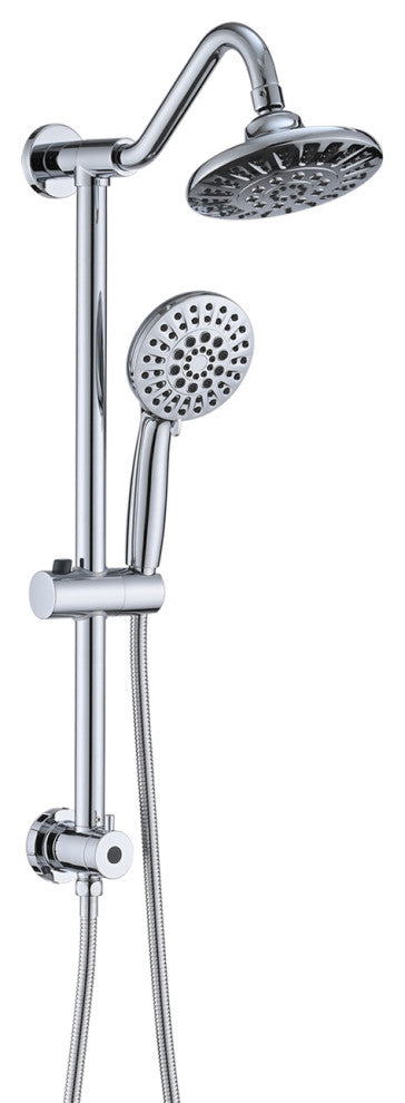 6" Exposed Stainless Steel Shower Faucet Set with 6 Sprays Handheld Shower Head, Chrome