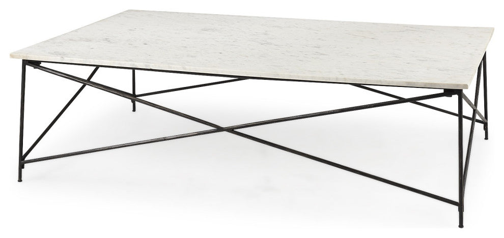 White Marble Criss Cross Base Coffee Table