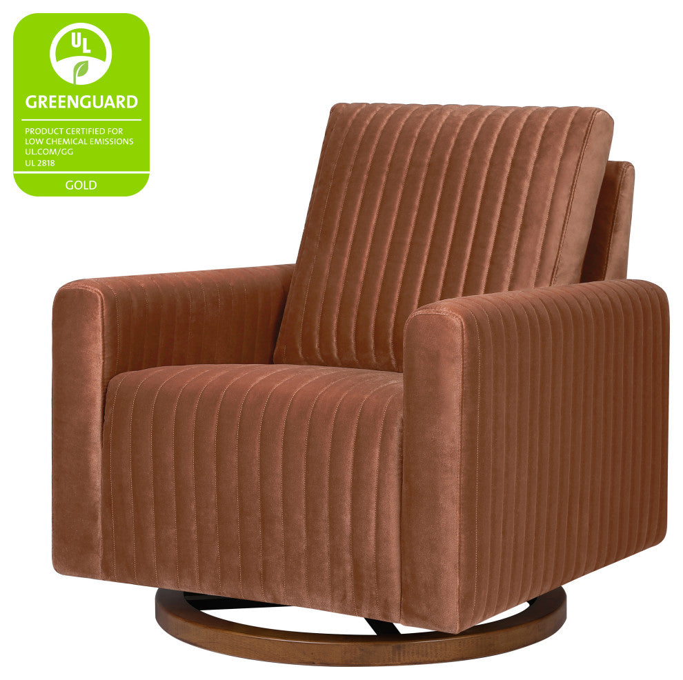 Poe Channeled Swivel Glider, Water Repellent and Stain Resistant, Rust Velvet