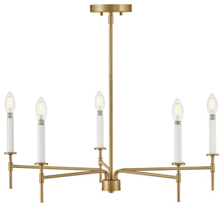 Lark 83075 Hux 5 Light 28"W Taper Candle Chandelier - Lacquered Brass