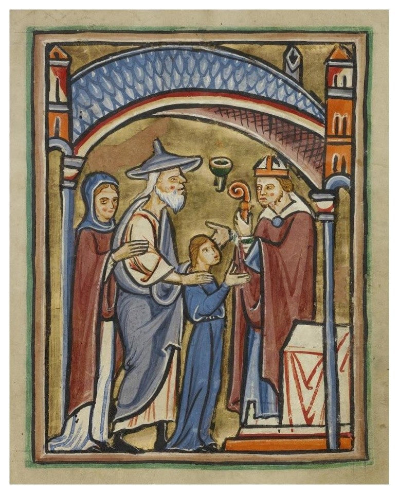 "The Virgin as a Maiden in the Temple" Paper Art, 22"x26"