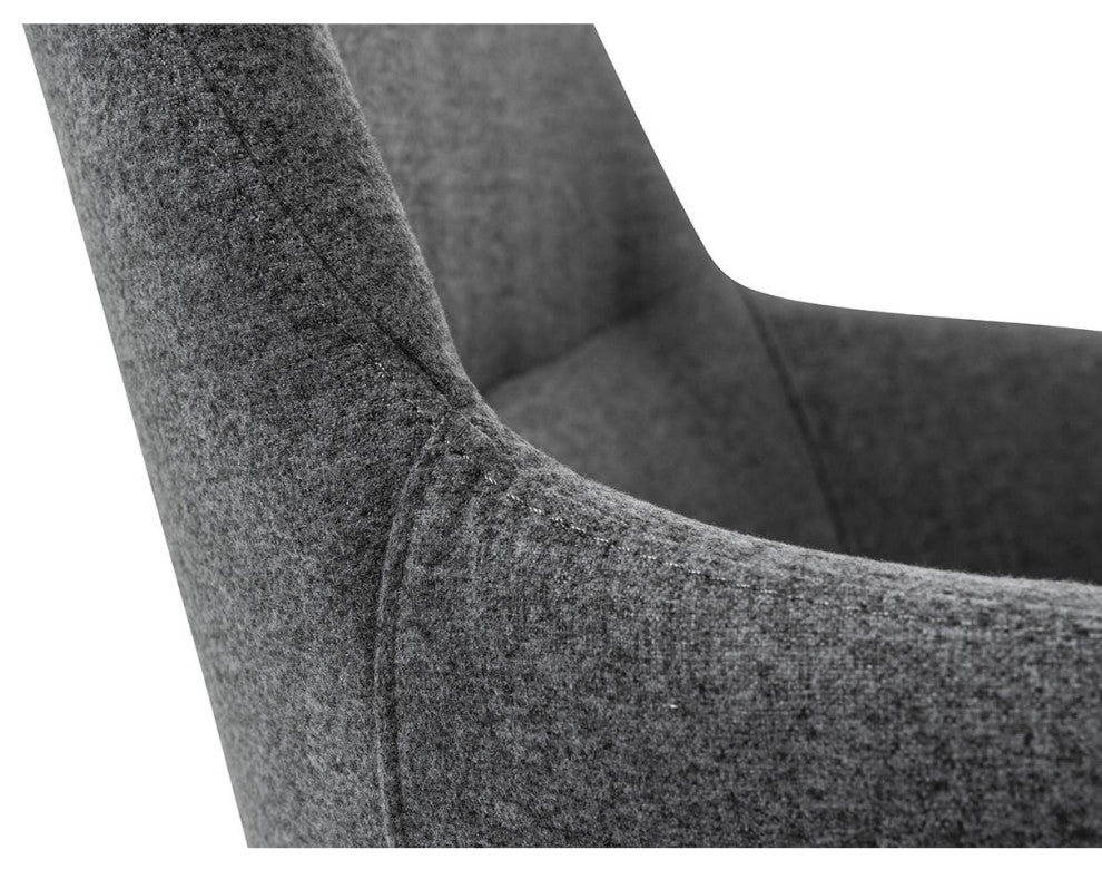 Minna Low Back Office Chair, Polished Aluminum Base, Dark Gray