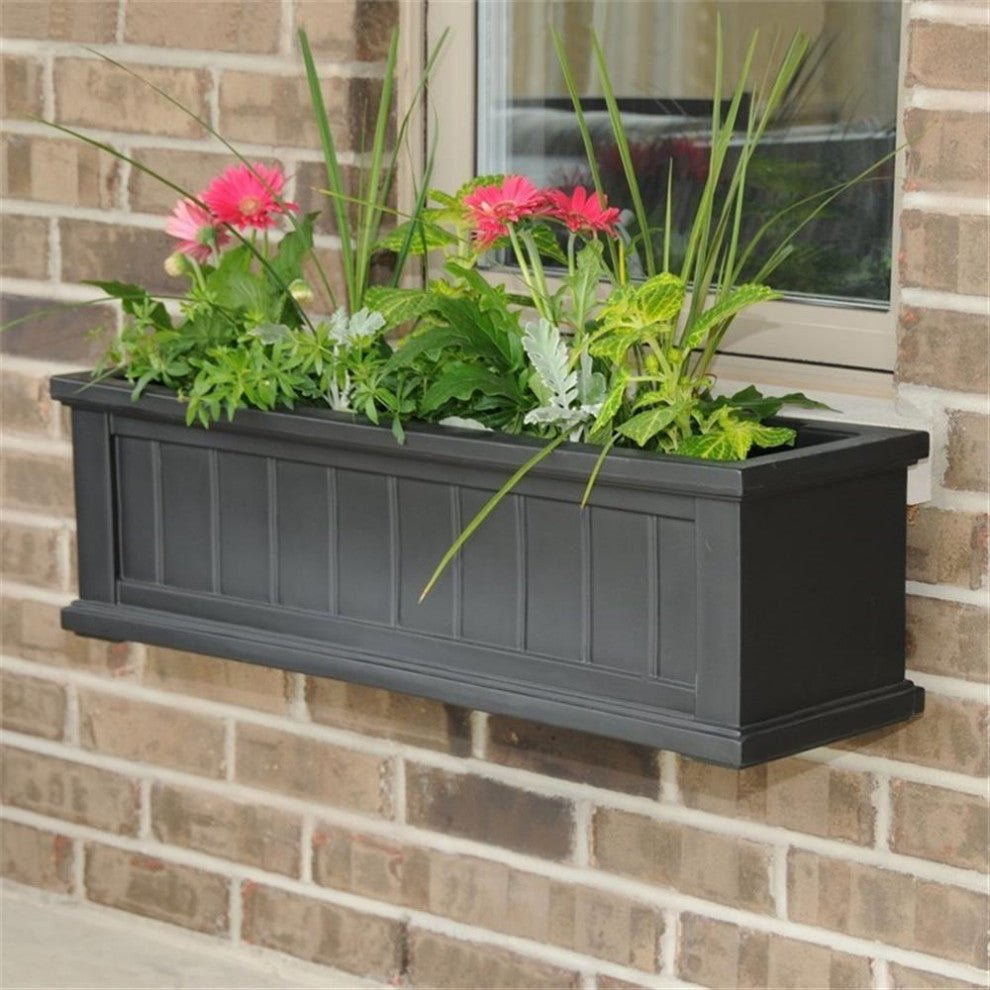 Mayne Cape Cod 3ft Weatherproof Coastal Plastic Window Box in Black