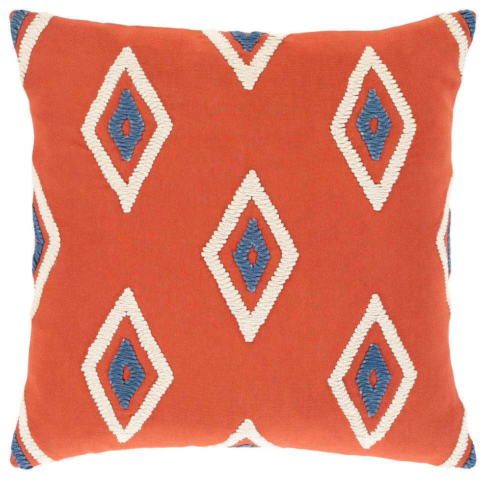 Surya Zulu ZLU-001 20"x20" Pillow Cover, Rust/Beige/Dark Blue