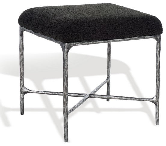 Safavieh Couture Mandy Boucle And Metal Ottoman, Black