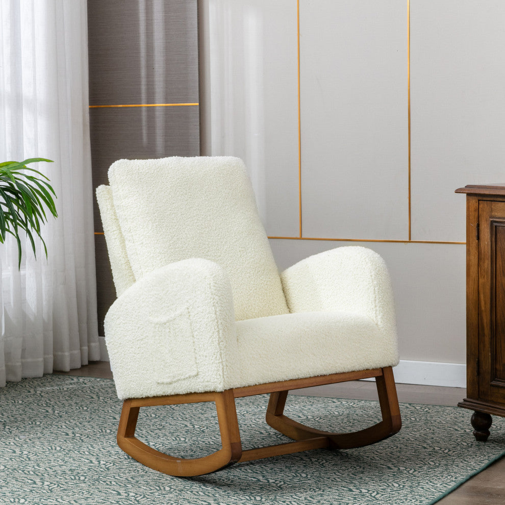 Gewnee Recliner Armchair with Wood Legs and Side Pocket