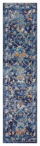 2" x 9" Blue and Gold Jacobean Runner Rug