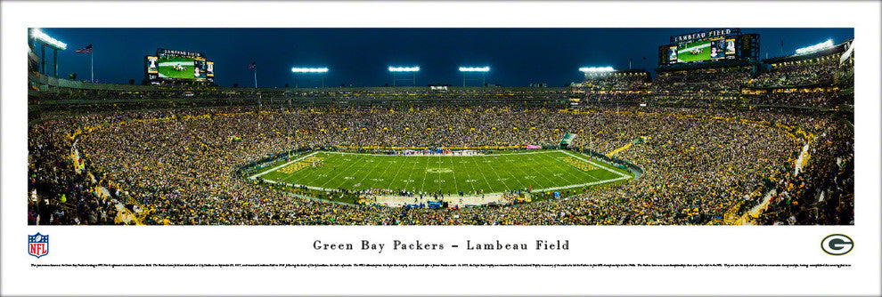 Green Bay Packers, 50 Yard, Night, Unframed