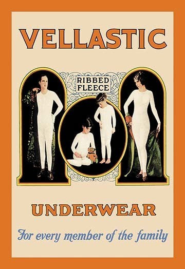 Vellastic Ribbed Fleece Underwear - Fine Art Giclee Print 24" x 36"