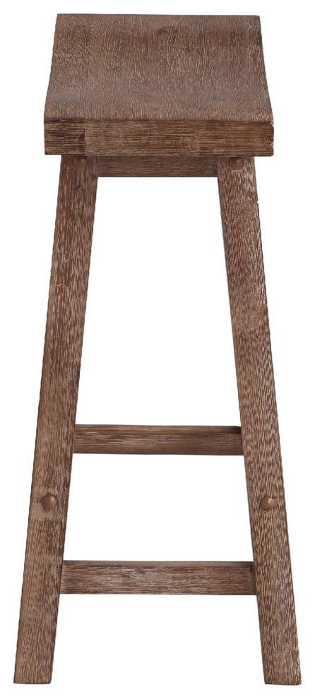 Wooden Frame Saddle Seat Counter Height Stool With Angled Legs Brown