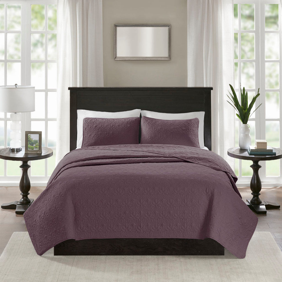 Madison Park Quebec Reversible Quilt Set, Purple