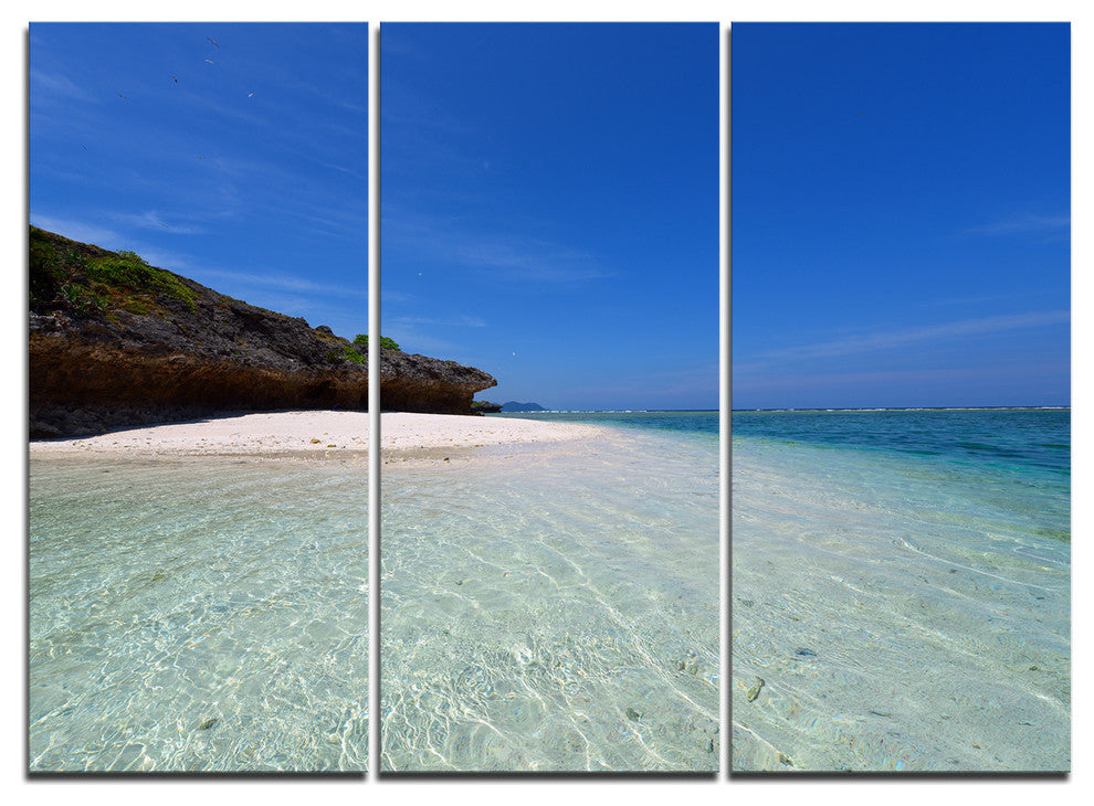 "Gorgeous Blue Beach during summer" Metal Wall Art, 3 Panels, 36"x28"