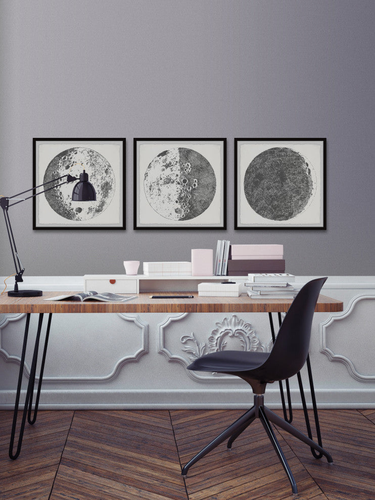 Magnificent Moon Triptych, Set of 3, 32x32 Panels