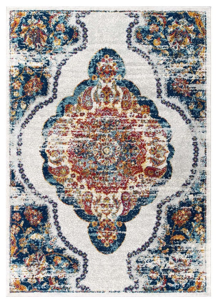 Entourage Malia Distressed Vintage Floral Persian Medallion 8x10 Area Rug