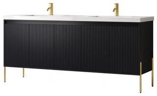 Flutie 72" Bathroom Vanity Kit, Charcoal With White Sink