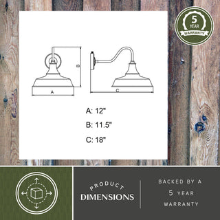 Dorado 1 Light Barn Outdoor Wall Lantern, Red/White, 12"x11.5"x18"