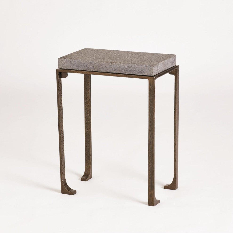 Zen Side Table With Flamed Granite, Bronze, Small