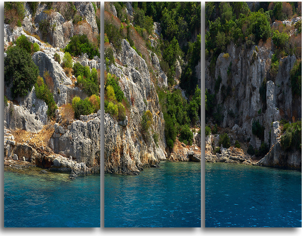"Beautiful Turkey Tropical Beach" Metal Wall Art, 3 Panels, 36"x28"