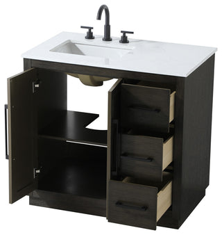 Home Living 36" Single Bathroom Vanity, Chocolate Oak