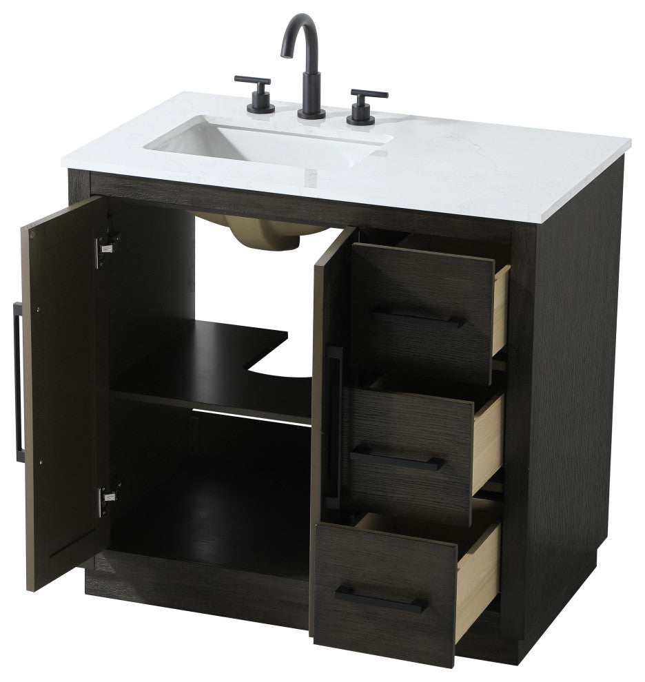 Home Living 36" Single Bathroom Vanity, Chocolate Oak