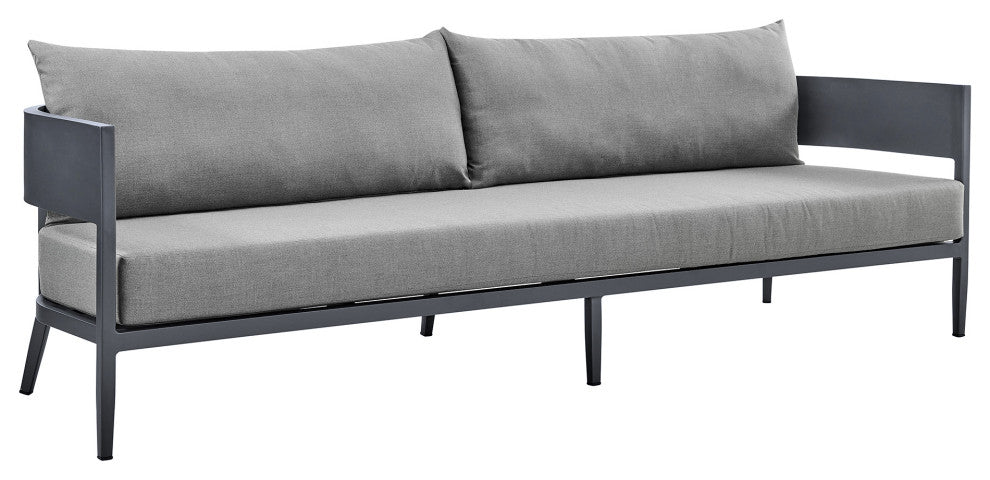 Argiope 4 Piece Outdoor Dark Gray Aluminum & Fabric Outdoor Conversation Set