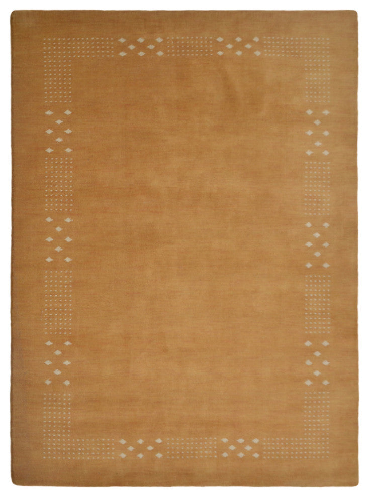 HAND KNOTTED LOOM WOOL ECO-FRIENDLY AREA RUGS - Rectangle, Gold, Contemporary
