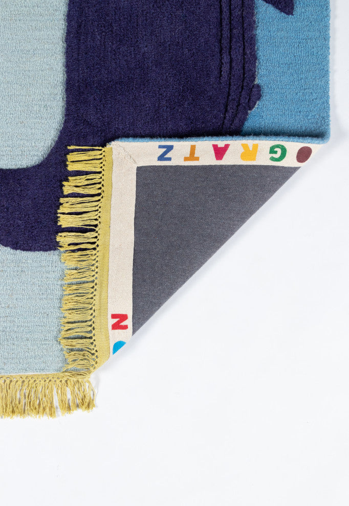 Novogratz Atticus Noah Hand Tufted Wool Blue Area Rug 3'x5'