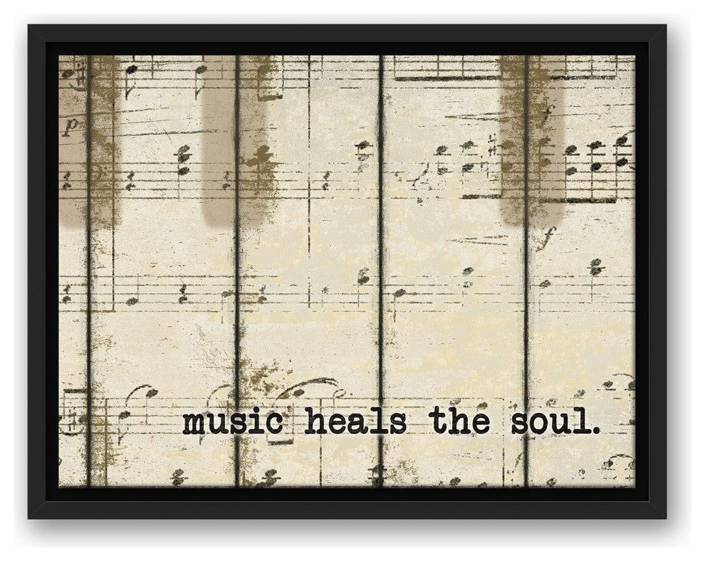 Piano Keys Music  12x16 Black Floating Framed Canvas