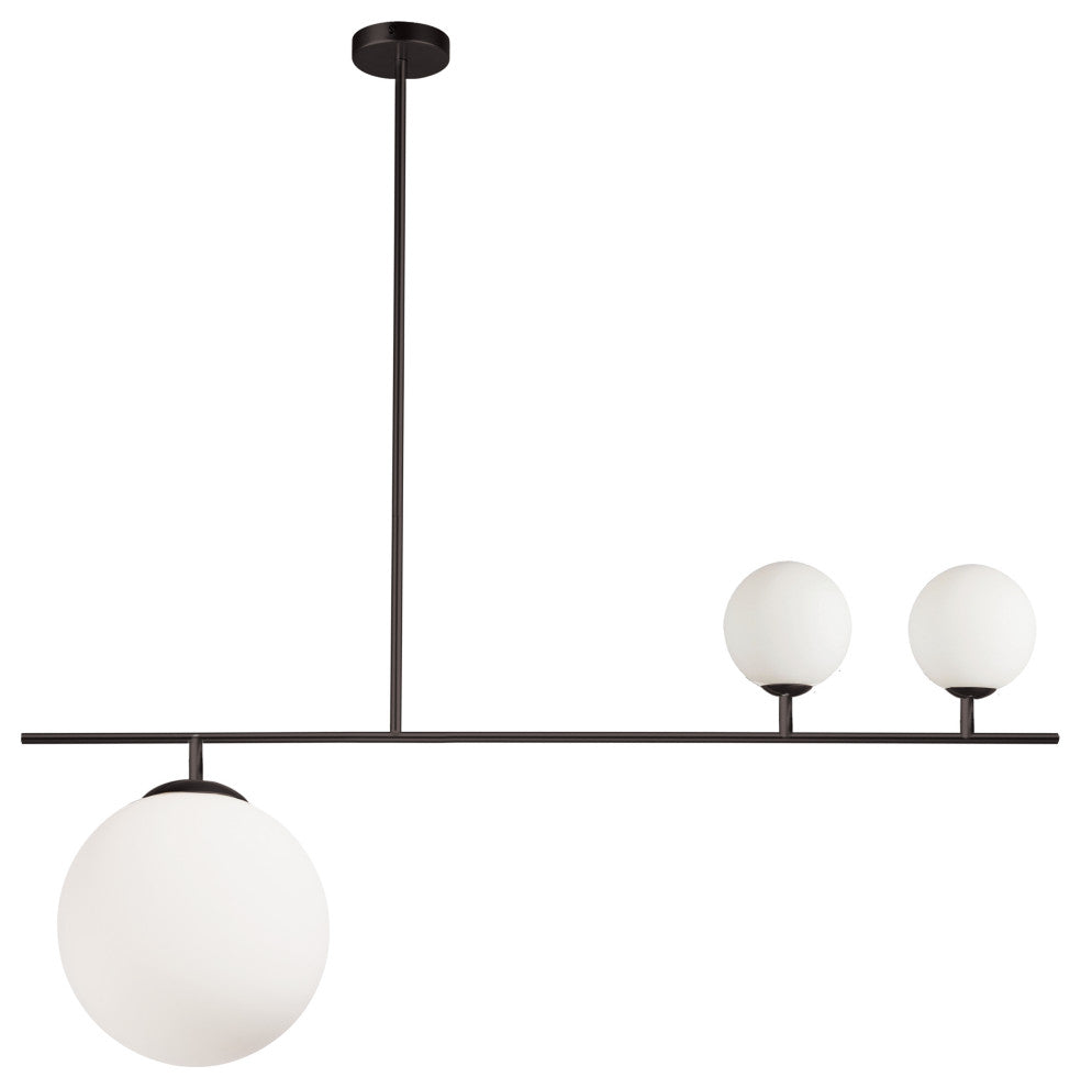 Matte Black Contemporary Pendant With White Glass