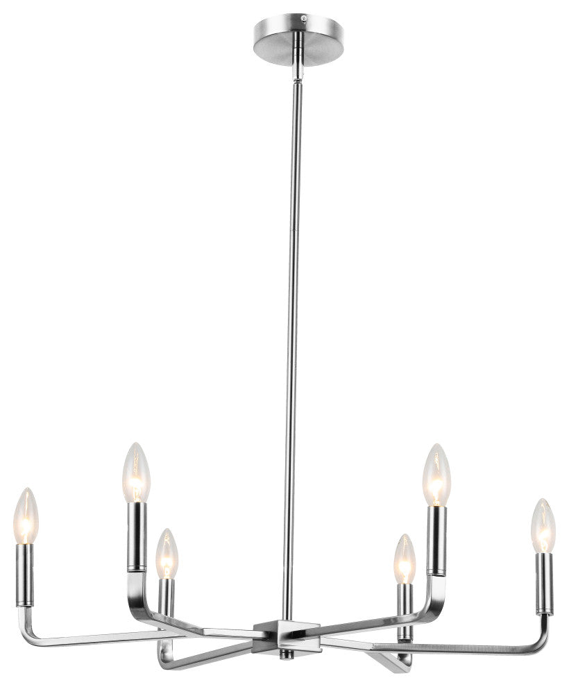 Colette Contemporary 6 Light Polished Chrome Metal Chandelier