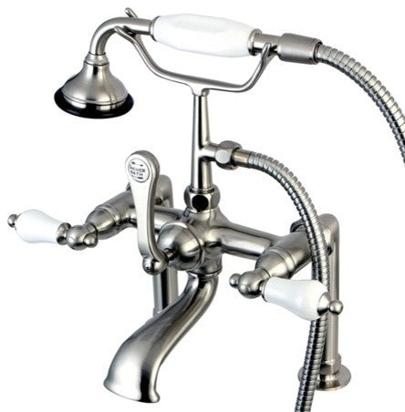 Aqua Vintage Deck Mount Clawfoot Tub Faucet, Brushed Nickel