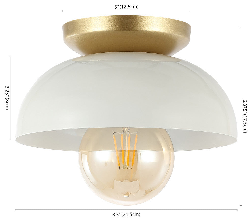 Paulina 8.5" 1-Light Iron LED Flush Mount, White/Gold Painting
