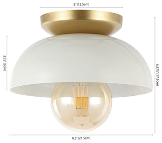 Paulina 8.5" 1-Light Iron LED Flush Mount, White/Gold Painting