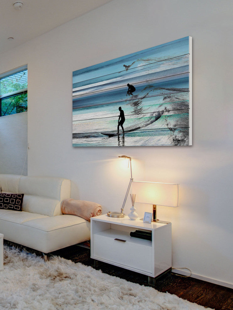 "Wave Jumping" Print on White Wood, 60"x40"