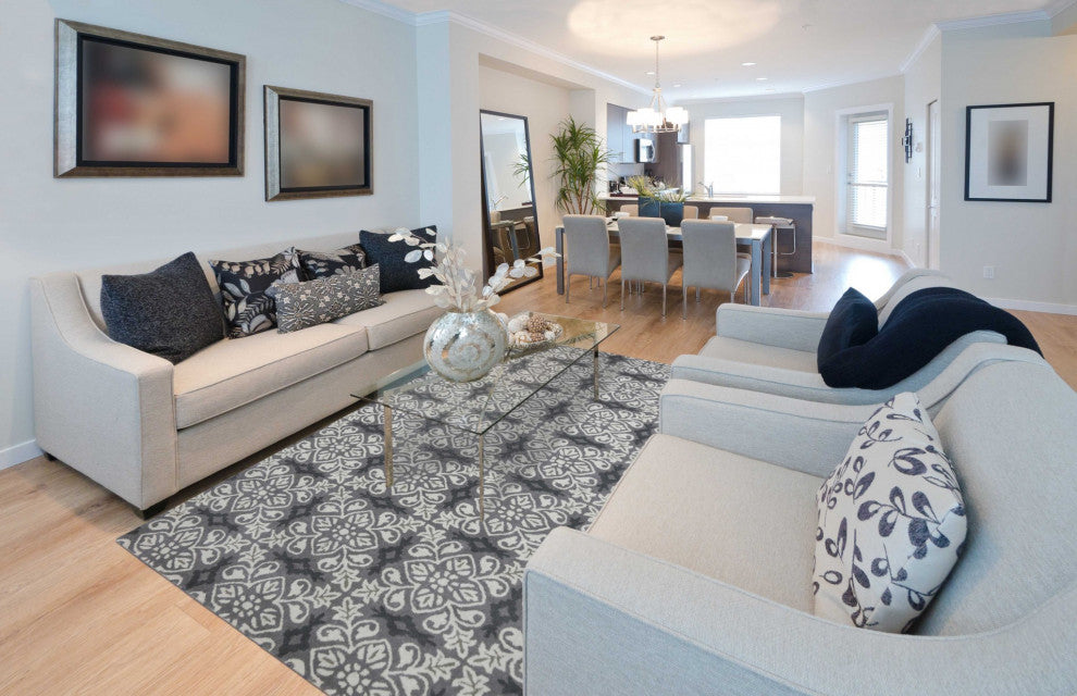 5" X8" X 0.5" Gray Wool Area Rug