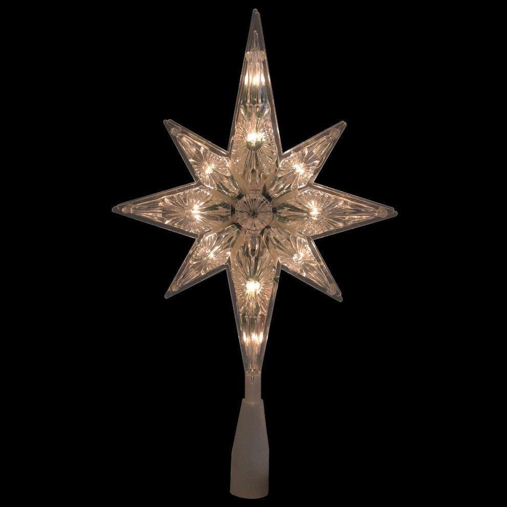 10.75" Faceted Star of Bethlehem Christmas Tree Topper - Clear Lights