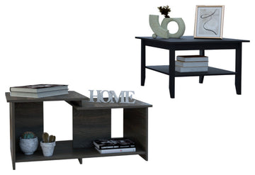 Houston 2 Piece Living Room Set, Coffee Table and Coffee Table, Black/Espresso