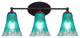 Capri 3-Light Bath Bar, Matte Black/Fluted Teal Crystal