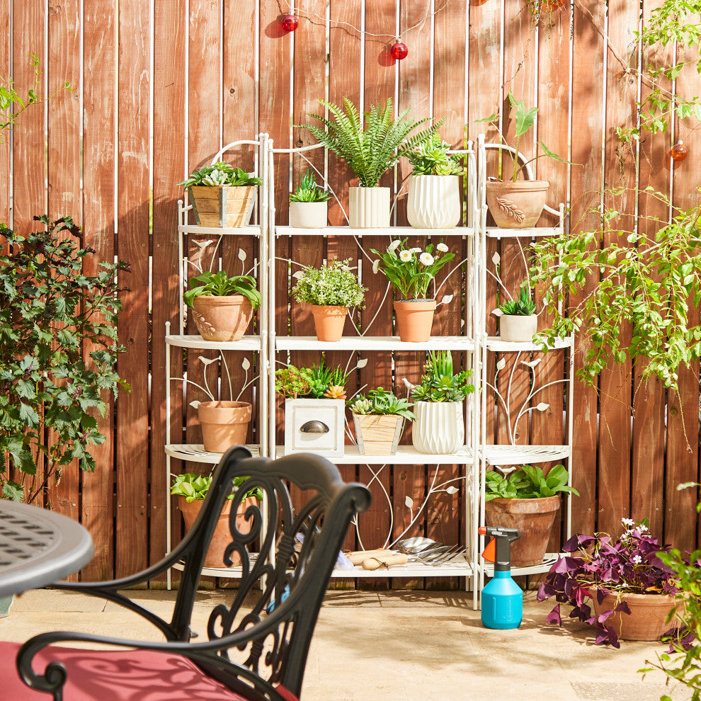 52"H 4-Tiered Metal Corner Shelf Plant Stand, White